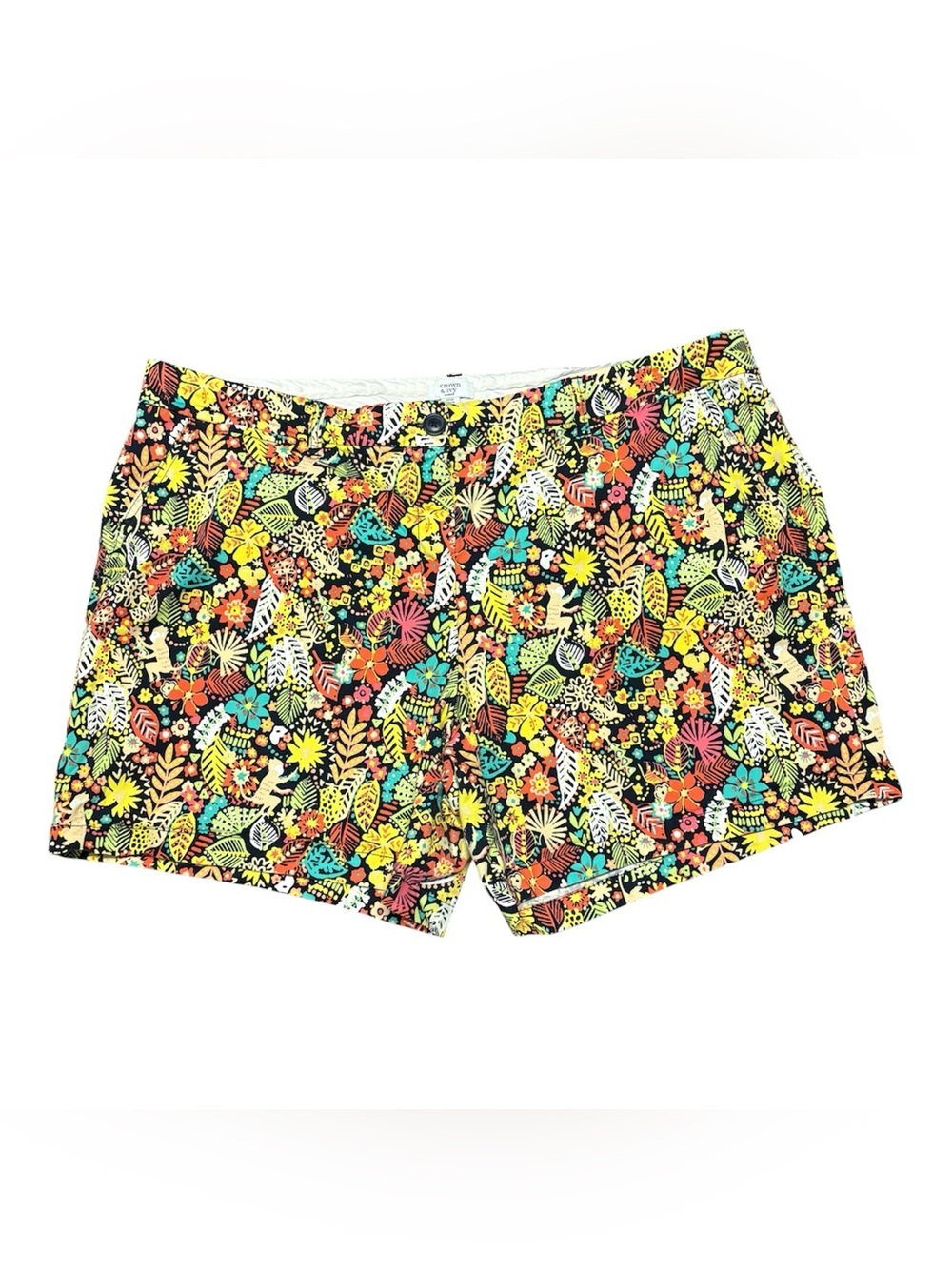 Crown & Ivy Vibrant “Monkey Jungle” Floral Pront Shorts Size 20W